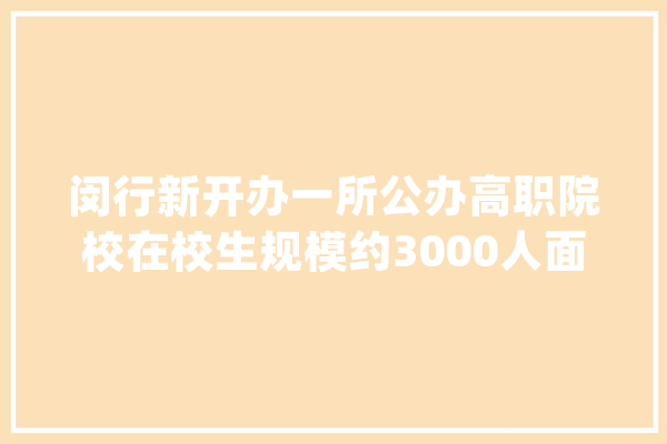 闵行新开办一所公办高职院校在校生规模约3000人面向初高中卒业生招生_闵行_学院