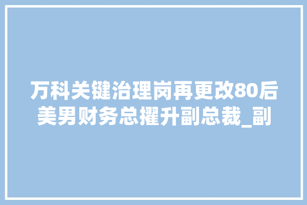 万科关键治理岗再更改80后美男财务总擢升副总裁_副总裁_计策