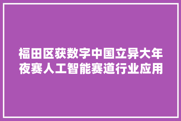 福田区获数字中国立异大年夜赛人工智能赛道行业应用赛题一等奖_人工智能_中国 智能助手