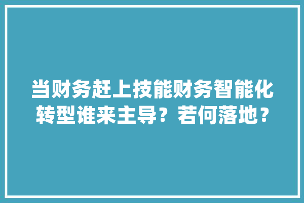 当财务赶上技能财务智能化转型谁来主导？若何落地？_财政_企业 计算机