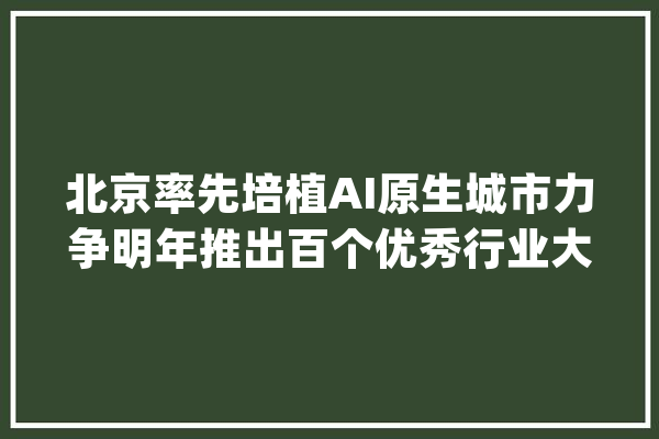 北京率先培植AI原生城市力争明年推出百个优秀行业大年夜模型产品_人工智能_模子 AI简讯