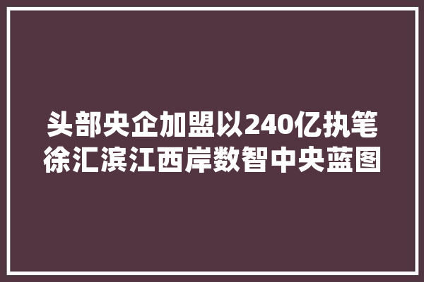 头部央企加盟以240亿执笔徐汇滨江西岸数智中央蓝图_西岸_家当