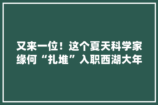 又来一位！这个夏天科学家缘何“扎堆”入职西湖大年夜学_西湖_讲席