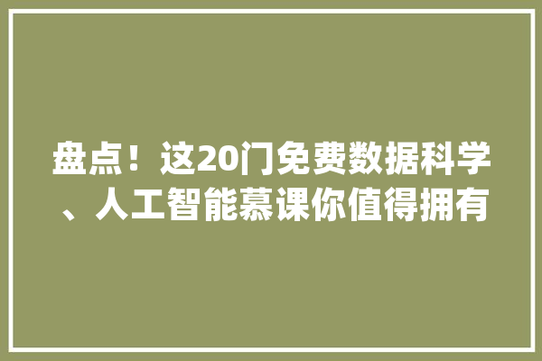 盘点！这20门免费数据科学、人工智能慕课你值得拥有_数据_课程 AI简讯