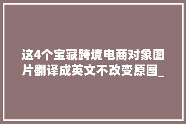 这4个宝藏跨境电商对象图片翻译成英文不改变原图_对象_图像 智能助手