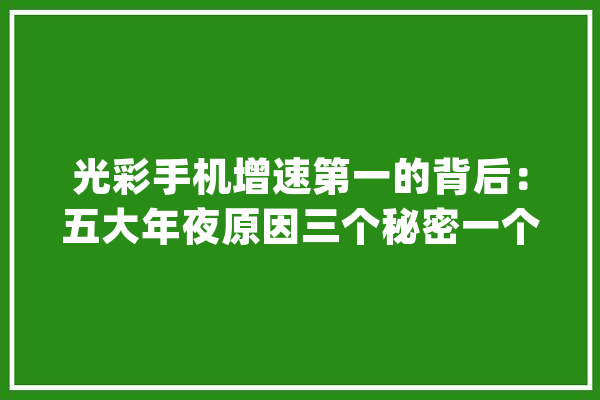 光彩手机增速第一的背后：五大年夜原因三个秘密一个致胜法宝_光荣_手机 计算机