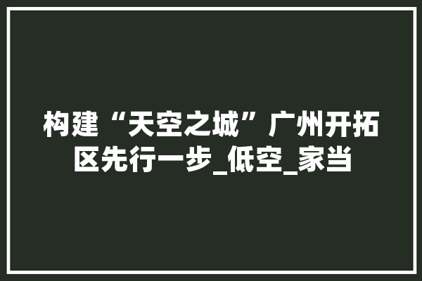 构建“天空之城”广州开拓区先行一步_低空_家当