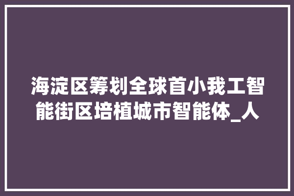 海淀区筹划全球首小我工智能街区培植城市智能体_人工智能_海淀区