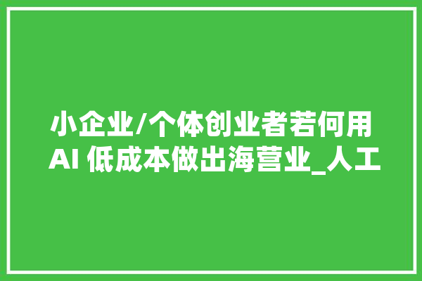 小企业/个体创业者若何用 AI 低成本做出海营业_人工智能_你可以 计算机