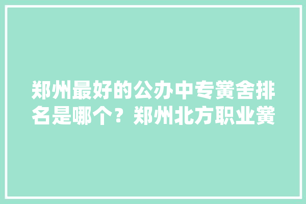 郑州最好的公办中专黉舍排名是哪个？郑州北方职业黉舍怎么样？_郑州_职业黉舍 绘影字幕