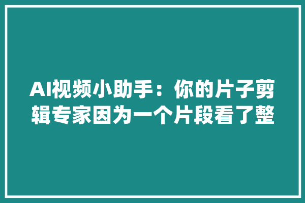 AI视频小助手：你的片子剪辑专家因为一个片段看了整部剧_视频_小副手 绘影字幕