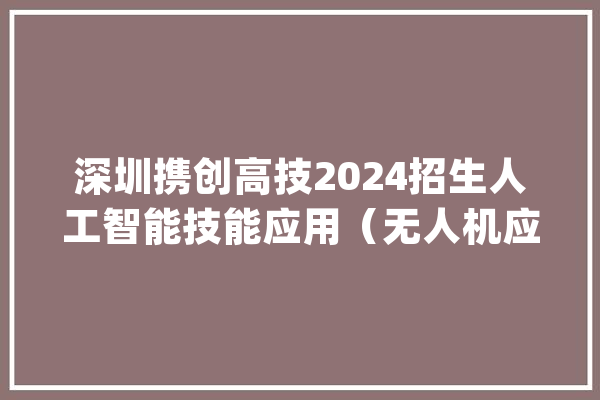 深圳携创高技2024招生人工智能技能应用（无人机应用技能倾向）_无人机_技巧 绘影字幕