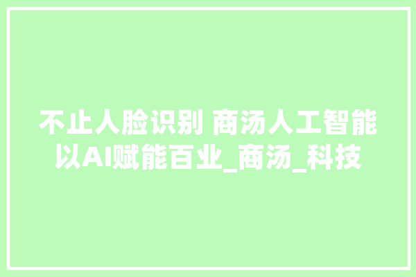 不止人脸识别 商汤人工智能以AI赋能百业_商汤_科技 智能问答