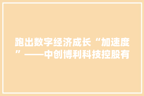 跑出数字经济成长“加速度”——中创博利科技控股有限公司高质量成长纪实_数字_中创 AI快讯