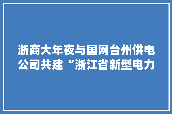 浙商大年夜与国网台州供电公司共建“浙江省新型电力系统人工智能实验室”_人工智能_台州 文字写作