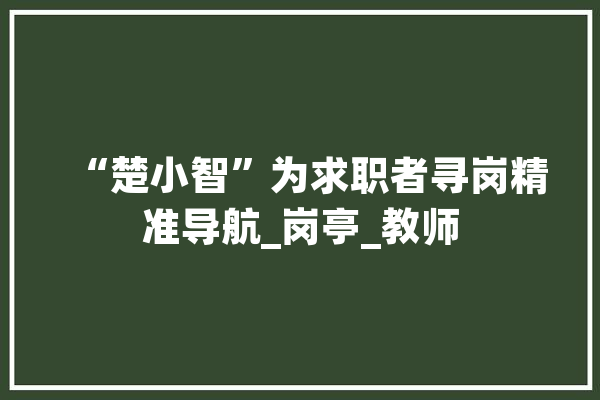 “楚小智”为求职者寻岗精准导航_岗亭_教师 云服务