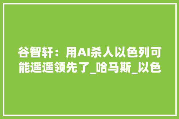 谷智轩：用AI杀人以色列可能遥遥领先了_哈马斯_以色列