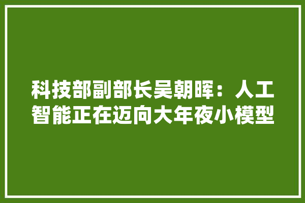 科技部副部长吴朝晖：人工智能正在迈向大年夜小模型协同的3.0阶段_人工智能_高校 AI简讯