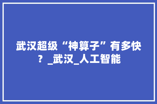 武汉超级“神算子”有多快？_武汉_人工智能 文字写作