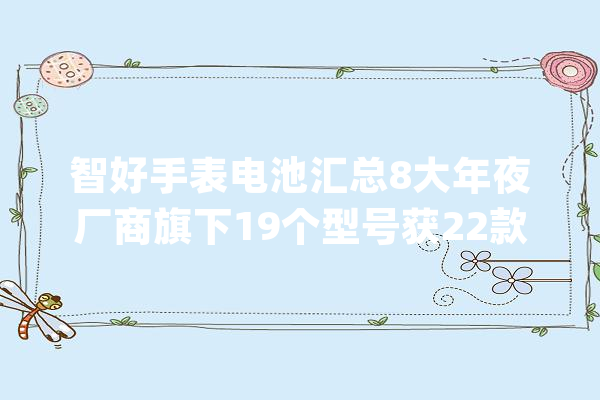 智好手表电池汇总8大年夜厂商旗下19个型号获22款产品采用_电压_新能源