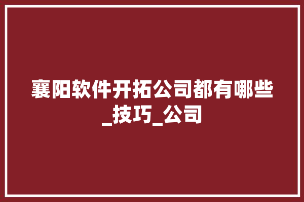 襄阳软件开拓公司都有哪些_技巧_公司 云服务