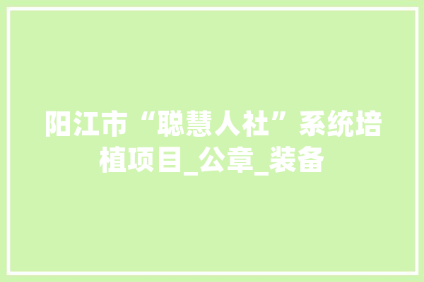 阳江市“聪慧人社”系统培植项目_公章_装备 科技快讯