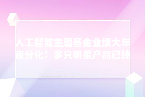 人工智能主题基金业绩大年夜分化！多只明星产品已掉落队“冠军基金”也在列_人工智能_产物 计算机