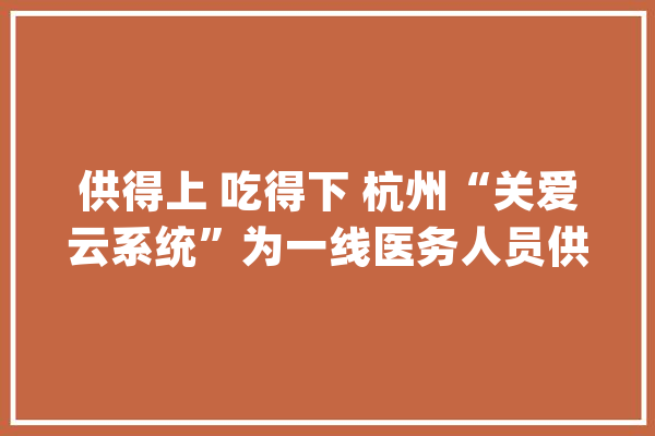 供得上 吃得下 杭州“关爱云系统”为一线医务人员供应最强支援_后勤_医疗队