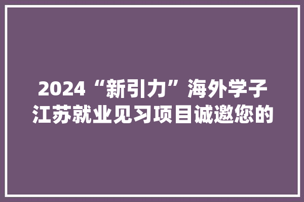2024“新引力”海外学子江苏就业见习项目诚邀您的加入!_江苏_岗亭 绘影字幕