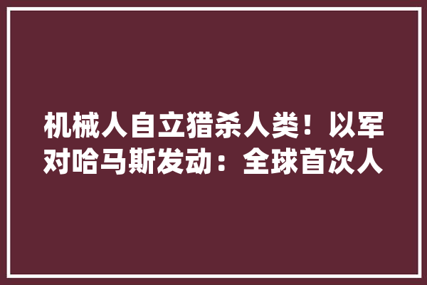 机械人自立猎杀人类！以军对哈马斯发动：全球首次人工智能战役_哈马斯_以色列