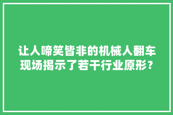 让人啼笑皆非的机械人翻车现场揭示了若干行业原形？_机械人_机械 计算机
