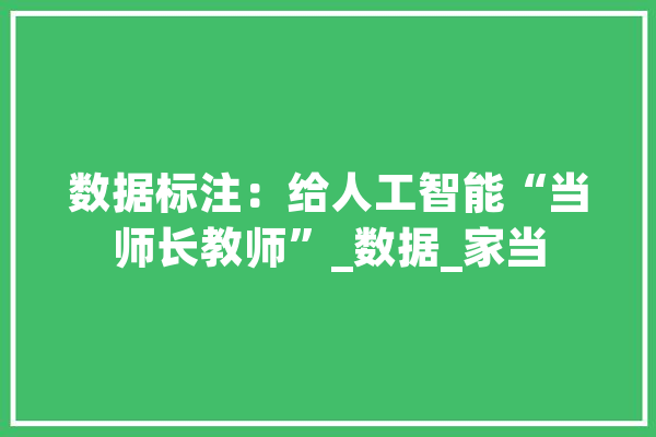 数据标注：给人工智能“当师长教师”_数据_家当 云服务