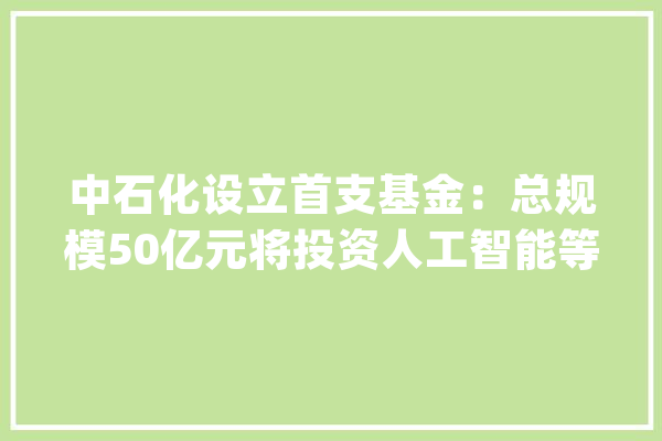 中石化设立首支基金：总规模50亿元将投资人工智能等新兴家当_中国_石化 AI快讯