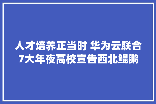 人才培养正当时 华为云联合7大年夜高校宣告西北鲲鹏人才培养计划_华为_鲲鹏 智能助手
