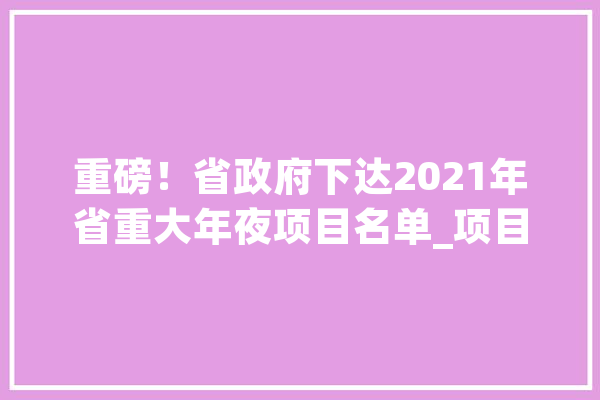 重磅！省政府下达2021年省重大年夜项目名单_项目_山东