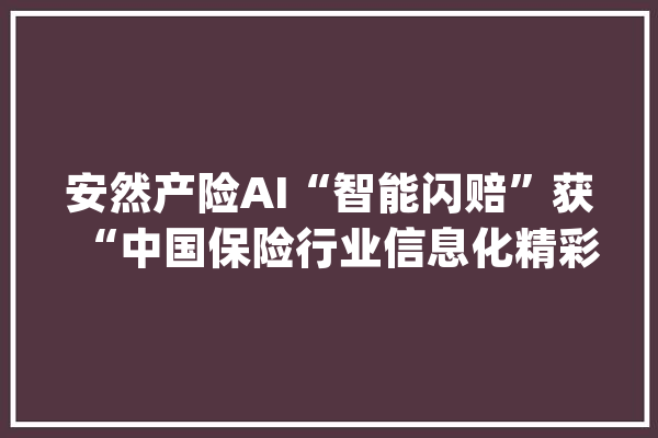 安然产险AI“智能闪赔”获“中国保险行业信息化精彩项目奖”_安然_产险