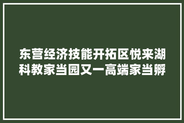 东营经济技能开拓区悦来湖科教家当园又一高端家当孵化基地盛装开园_家当_东营