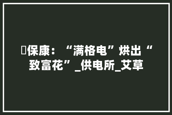 ​保康：“满格电”烘出“致富花”_供电所_艾草