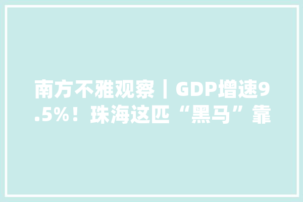 南方不雅观察｜GDP增速9.5%！珠海这匹“黑马”靠什么？_珠海_家当