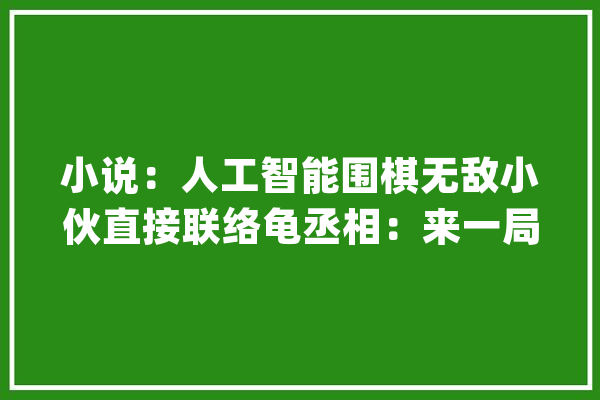小说：人工智能围棋无敌小伙直接联络龟丞相：来一局机仙大年夜战_阿尔法_丞相 云服务