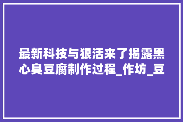 最新科技与狠活来了揭露黑心臭豆腐制作过程_作坊_豆腐 绘影字幕
