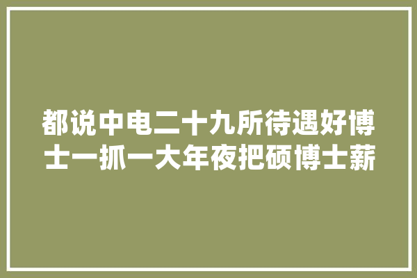 都说中电二十九所待遇好博士一抓一大年夜把硕博士薪资有多高？_安家费_薪资 云服务