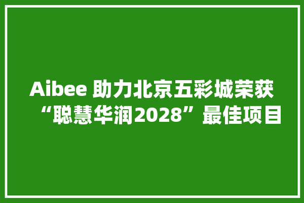 Aibee 助力北京五彩城荣获“聪慧华润2028”最佳项目奖_华润_北京