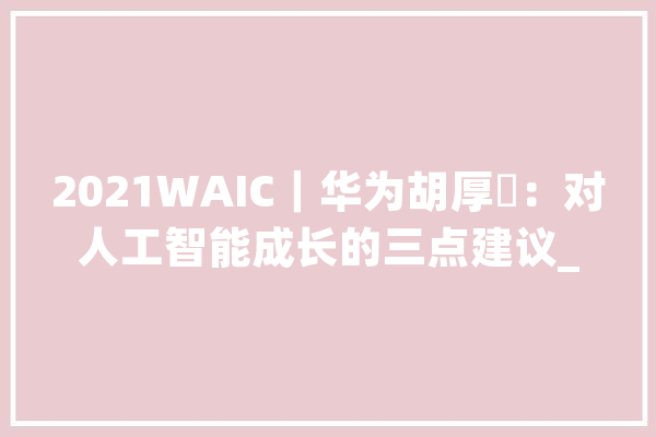 2021WAIC｜华为胡厚崑：对人工智能成长的三点建议_技巧_人工智能 AI快讯