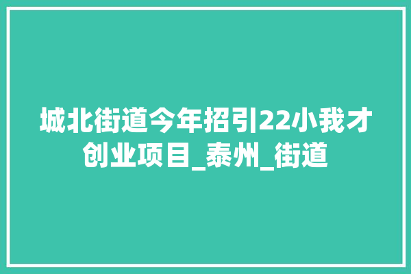 城北街道今年招引22小我才创业项目_泰州_街道 智能问答