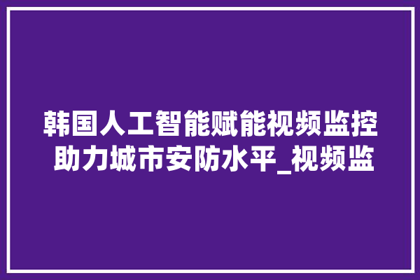 韩国人工智能赋能视频监控 助力城市安防水平_视频监控_安阳市