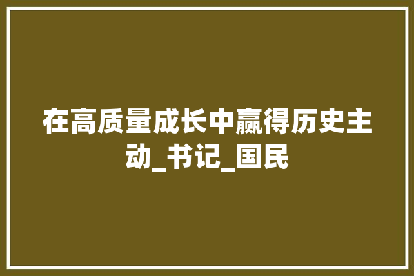 在高质量成长中赢得历史主动_书记_国民