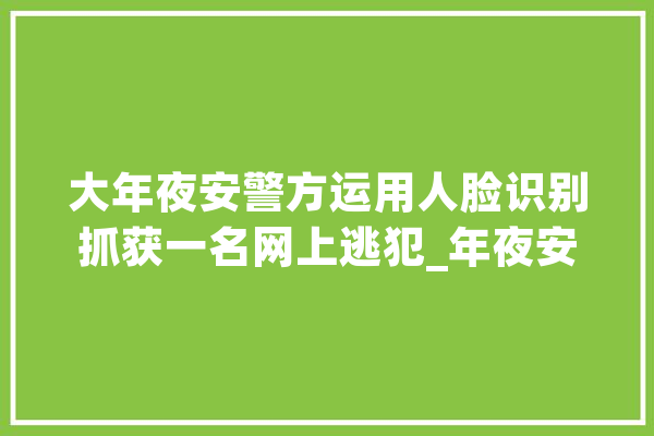 大年夜安警方运用人脸识别抓获一名网上逃犯_年夜安市_吉林省