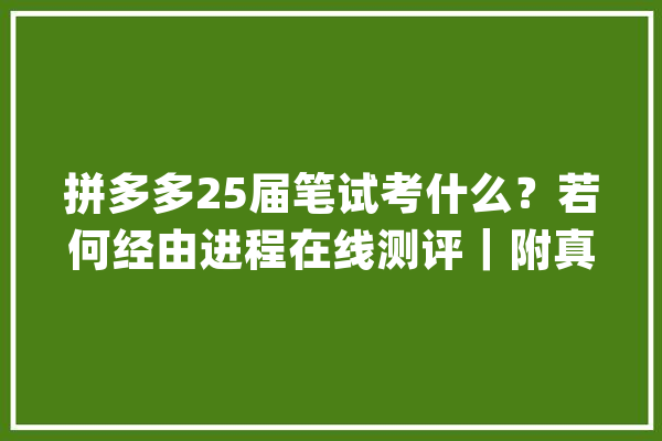 拼多多25届笔试考什么？若何经由进程在线测评｜附真题库通关秘籍攻略_本身的_面试