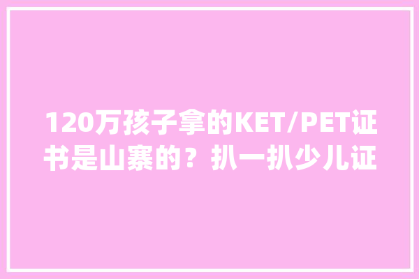 120万孩子拿的KET/PET证书是山寨的？扒一扒少儿证书考级猫腻_剑桥_机构 AI快讯